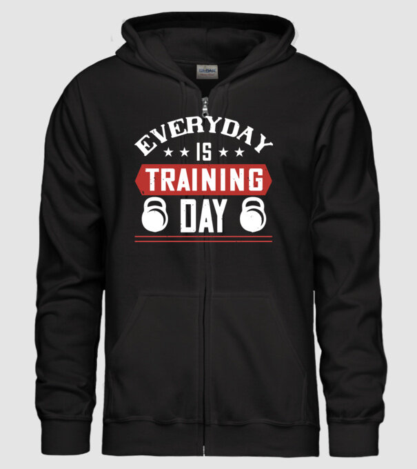 GYM 08 everyday is training day-01 minta fekete pólón
