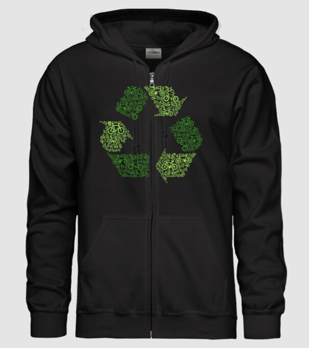 Recycling minta fekete pólón