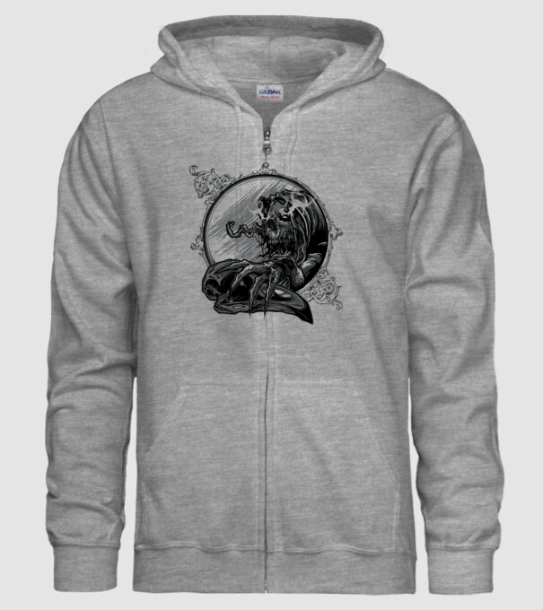 skull in globe minta szürke pólón