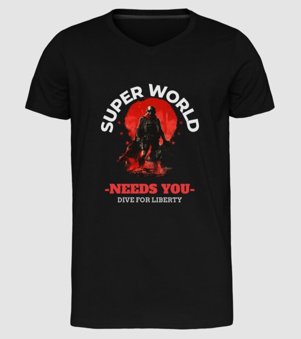 Super World minta fekete pólón