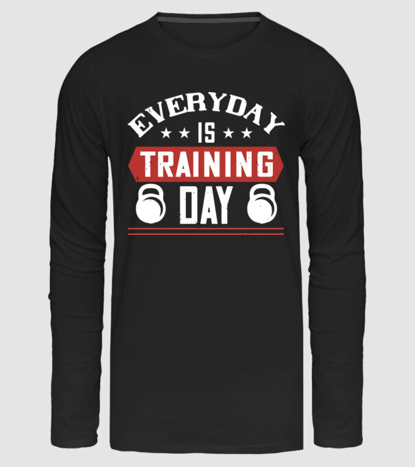 GYM 08 everyday is training day-01 minta fekete pólón