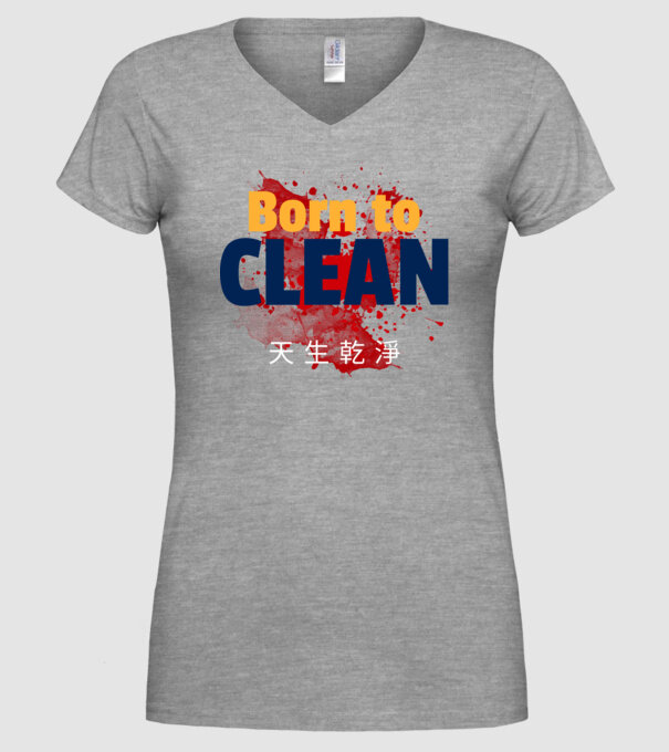 Born to clean 04 minta szürke pólón