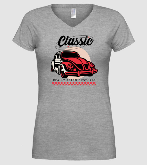 Classic retro 03 minta szürke pólón