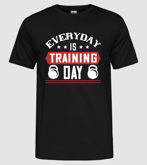 GYM 08 everyday is training day-01 minta fekete pólón