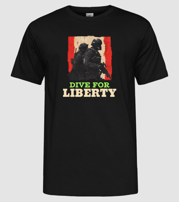 Dive for liberty minta fekete pólón