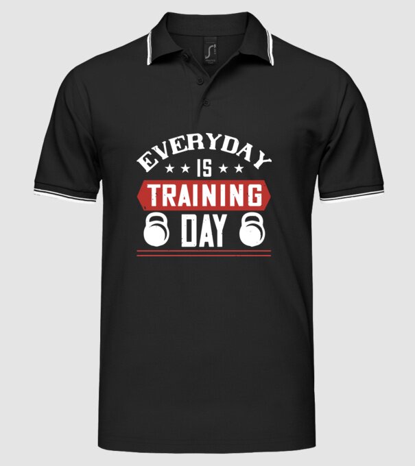 GYM 08 everyday is training day-01 minta fekete pólón