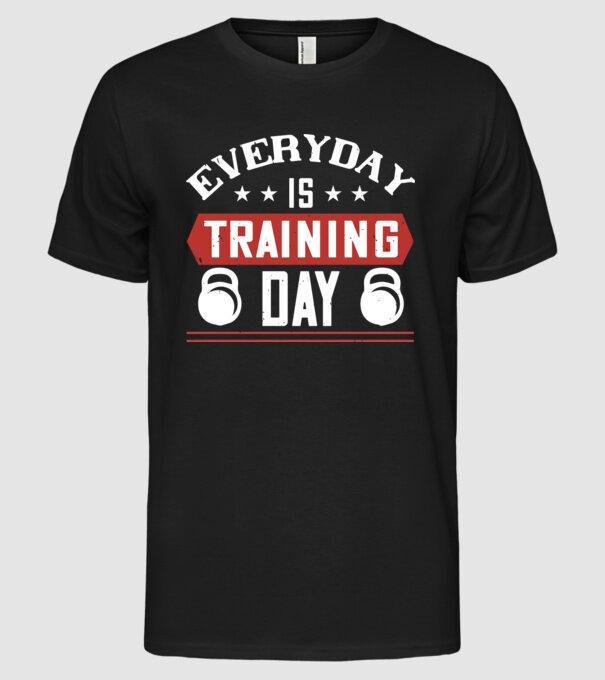 GYM 08 everyday is training day-01 minta fekete pólón