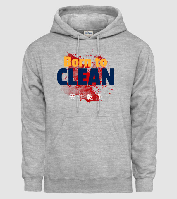 Born to clean 04 minta szürke pólón