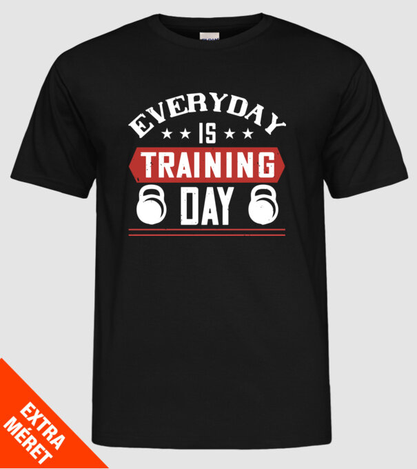 GYM 08 everyday is training day-01 minta fekete pólón