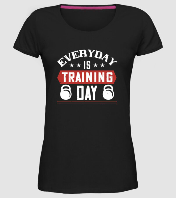 GYM 08 everyday is training day-01 minta fekete pólón