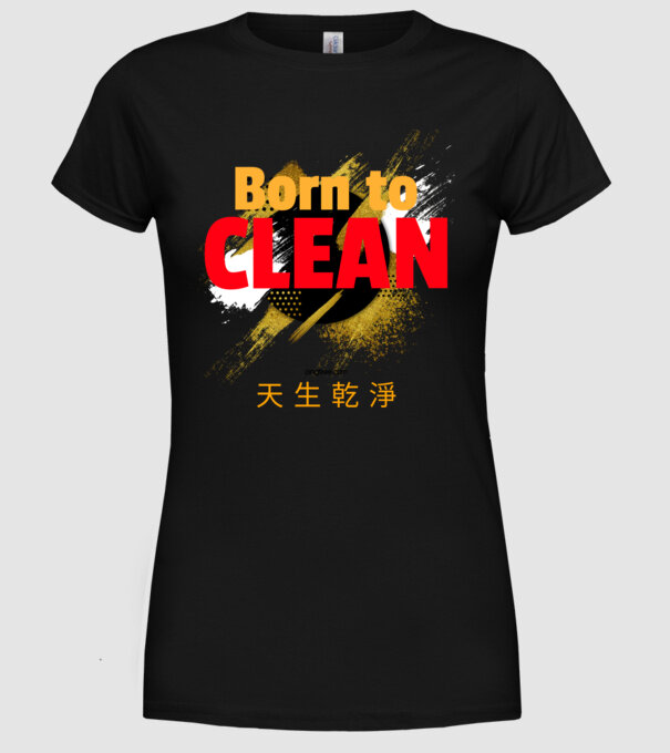 Born to clean 02 minta fekete pólón