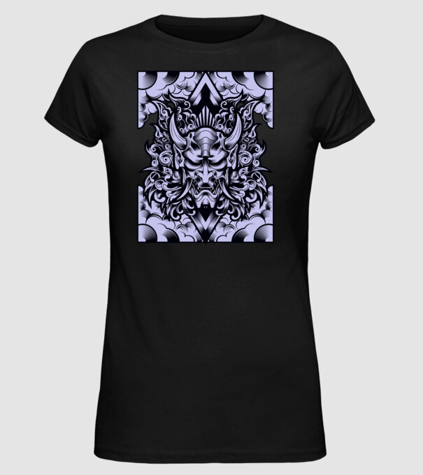 A oni-mask-angry minta fekete pólón