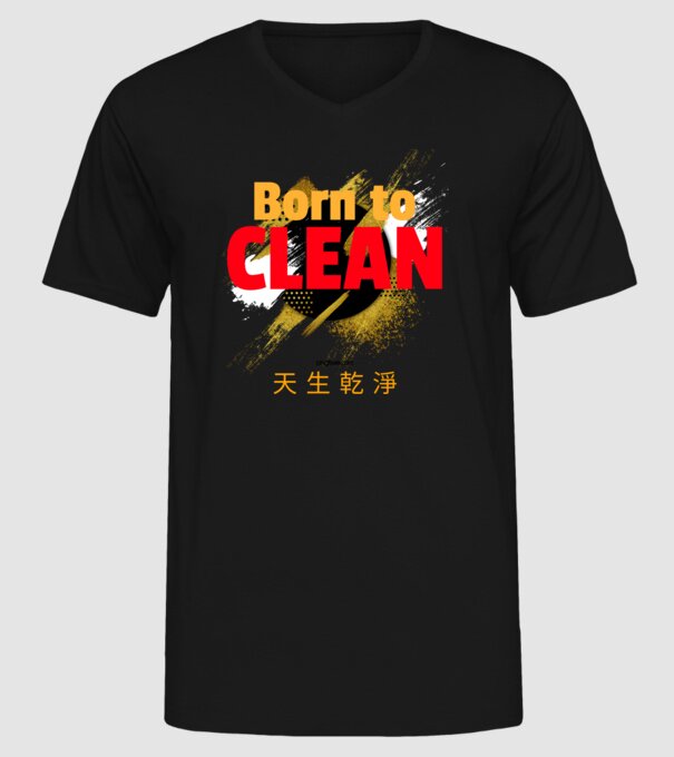 Born to clean 02 minta fekete pólón