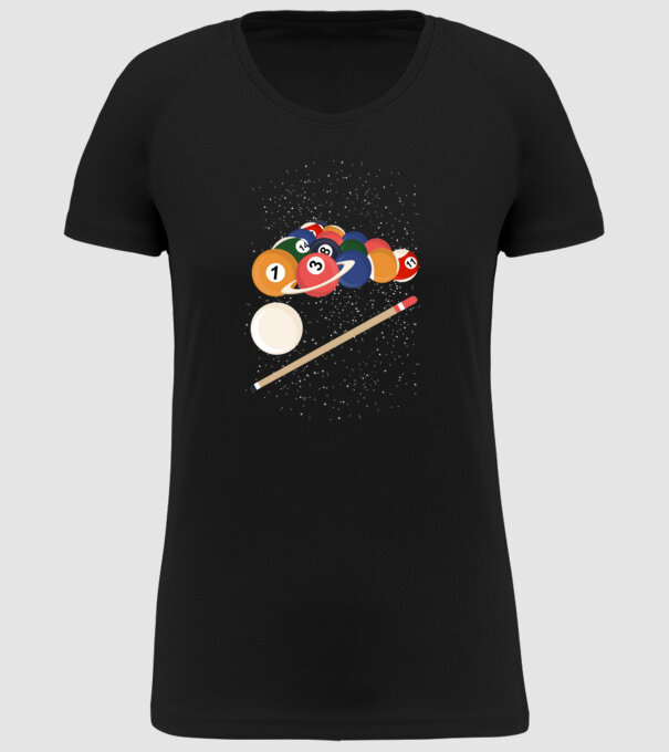 Billiard Space minta fekete pólón
