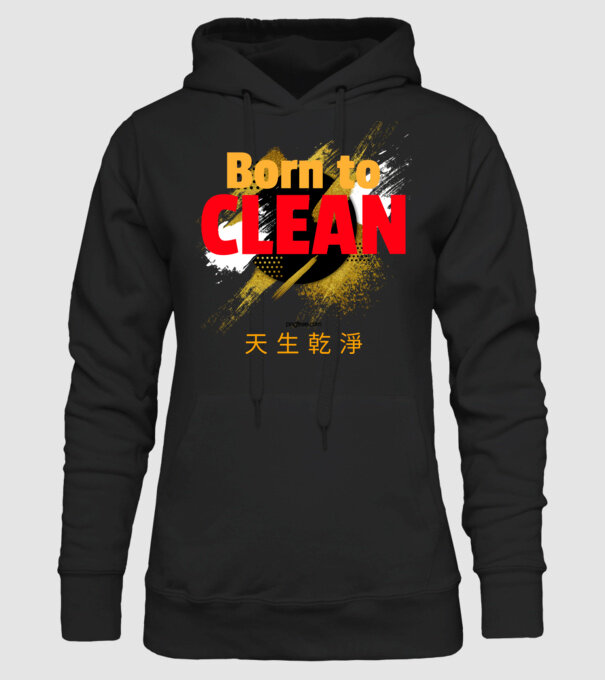 Born to clean 02 minta fekete pólón