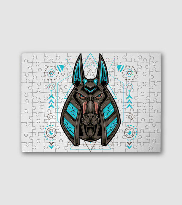 anubis head robotic minta fehér pólón