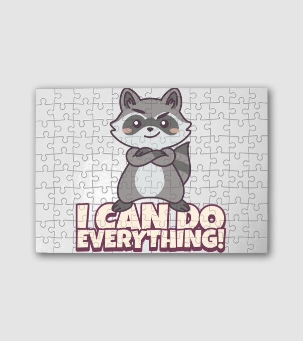 raccoon-illustration minta fehér pólón