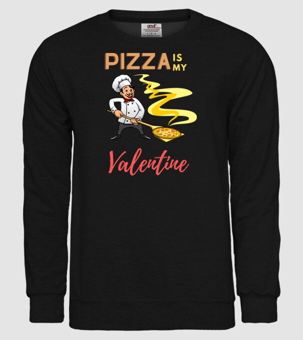 PIZZA Is my valentine minta fekete pólón