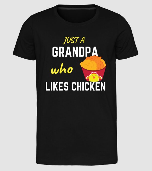 just a grandpa who likes chicken minta fekete pólón