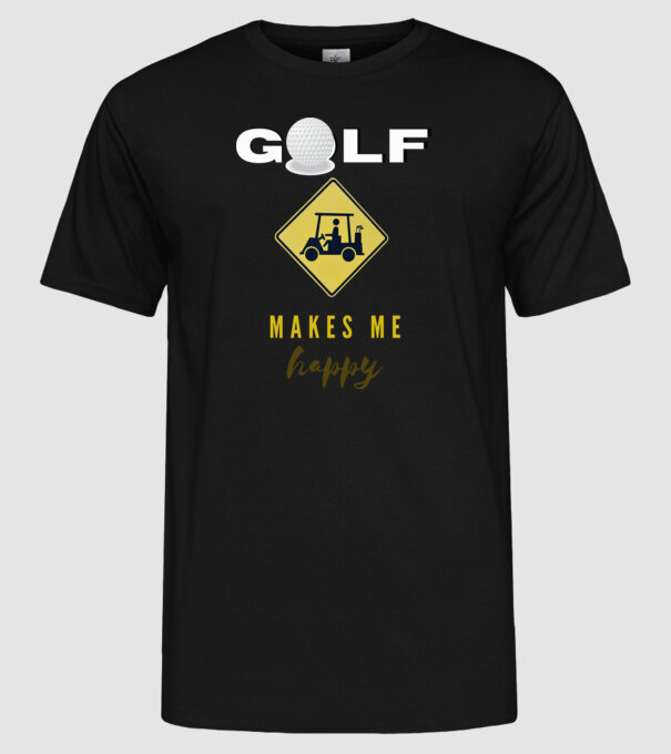 golf_makes_me_happy_merch (1) minta fekete pólón