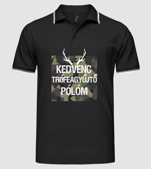 kedvenc trófeagyűjtő pólóm minta fekete pólón