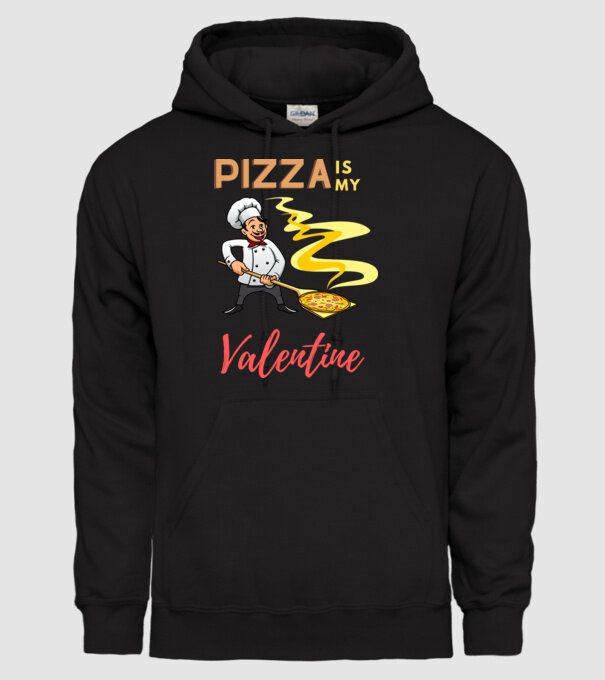PIZZA Is my valentine minta fekete pólón