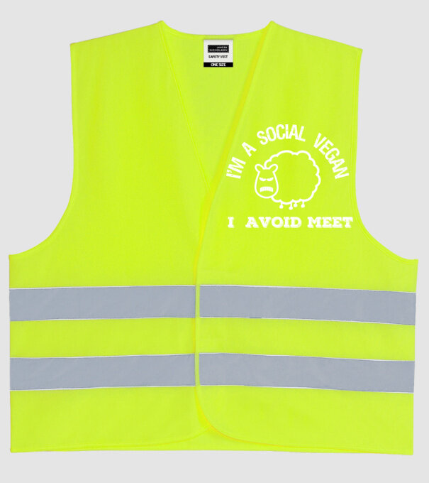 I am a social vegan I avoid meet minta neonsárga pólón