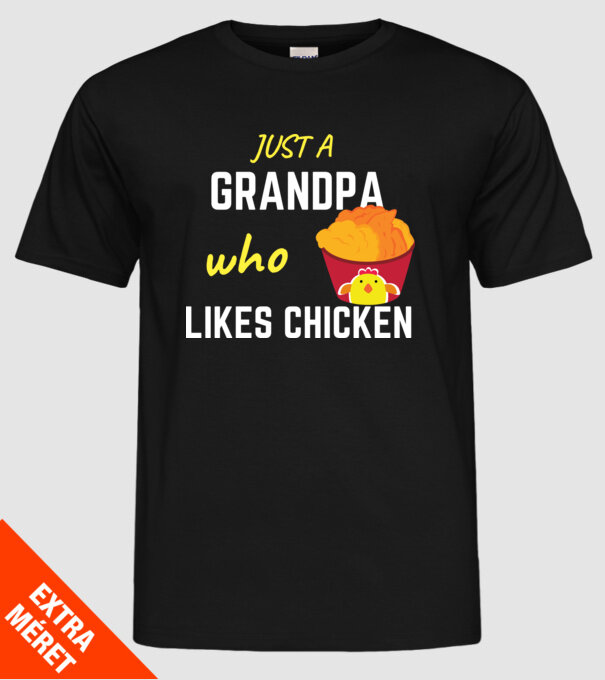 just a grandpa who likes chicken minta fekete pólón