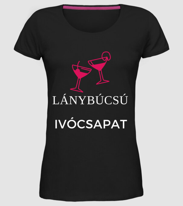 vigyázat lánybúcsú ivócsapat minta fekete pólón
