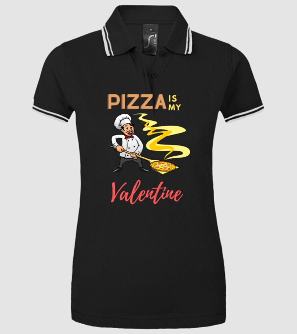 PIZZA Is my valentine minta fekete pólón