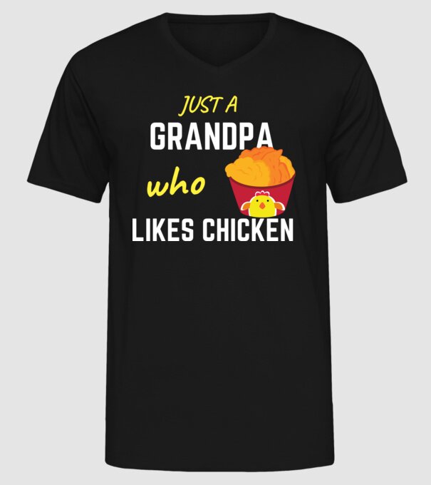 just a grandpa who likes chicken minta fekete pólón