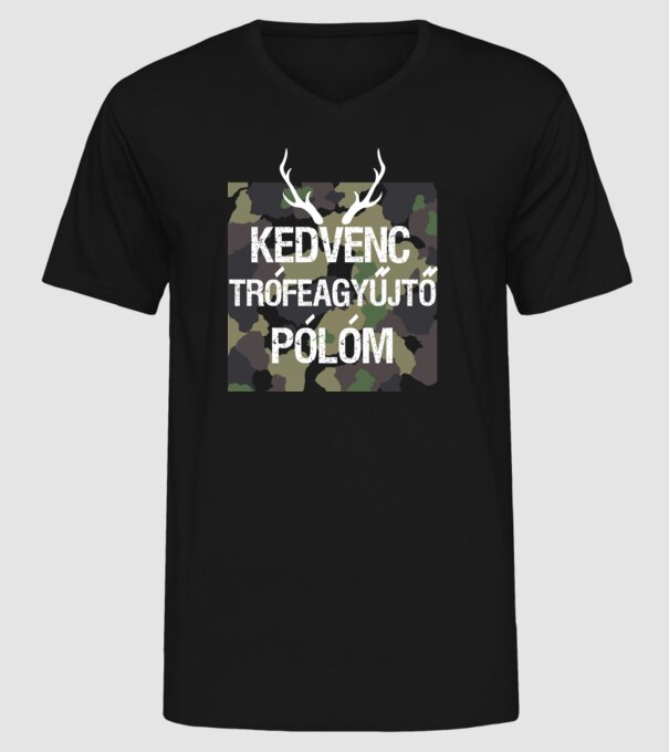 kedvenc trófeagyűjtő pólóm minta fekete pólón