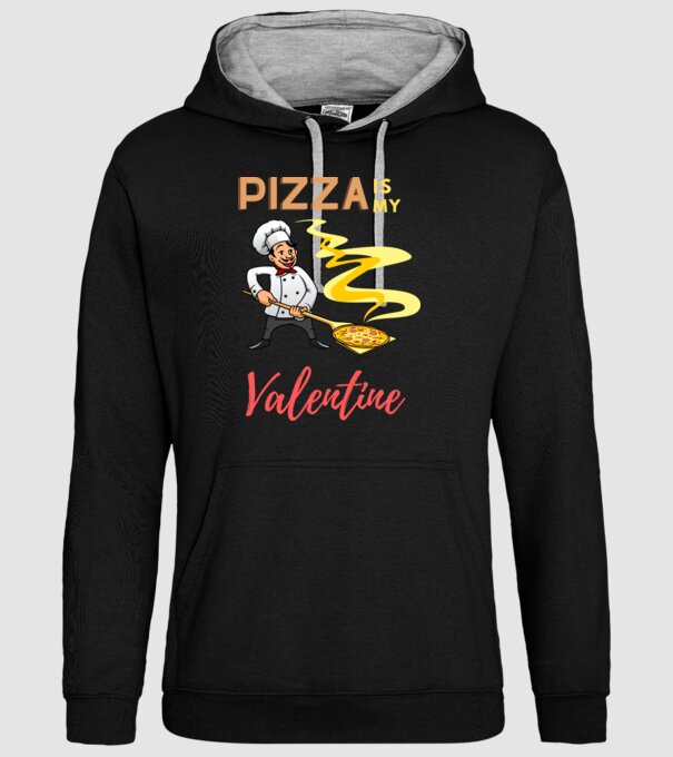 PIZZA Is my valentine minta fekete pólón