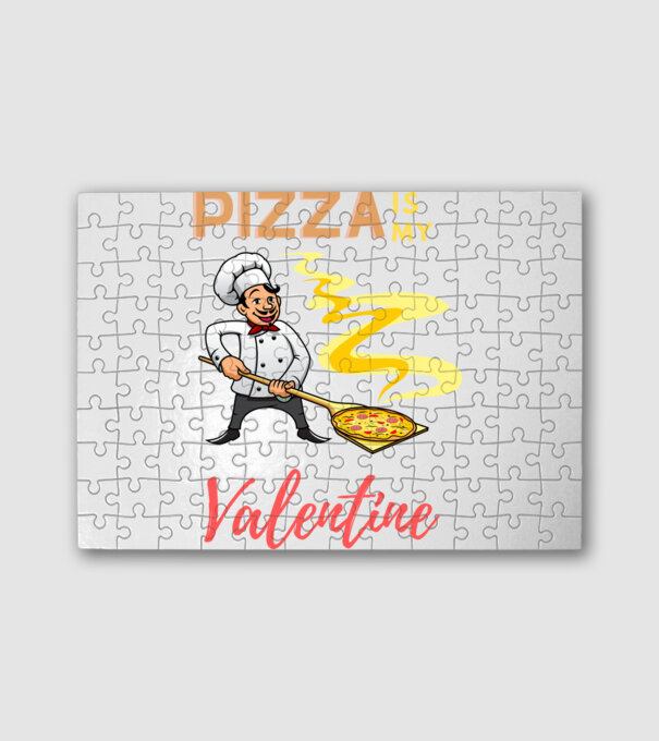 PIZZA Is my valentine minta fehér pólón