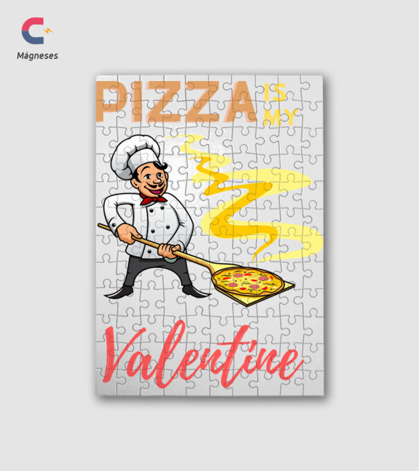 PIZZA Is my valentine minta fehér pólón