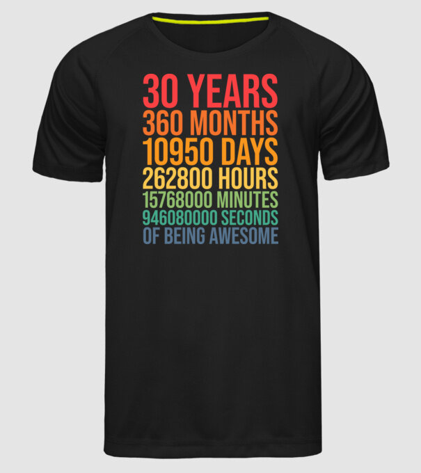 30 years minta fekete pólón