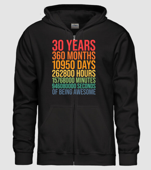 30 years minta fekete pólón