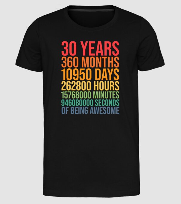 30 years minta fekete pólón