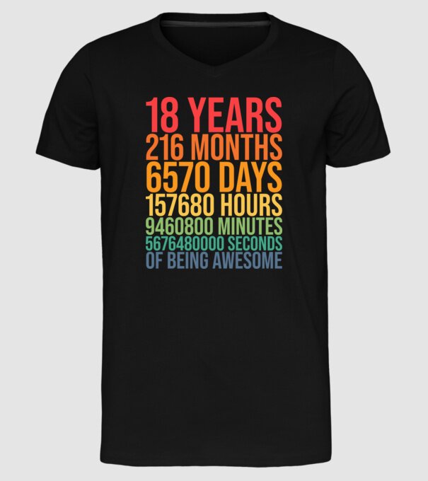 18 years minta fekete pólón