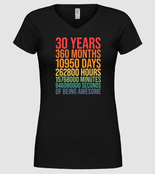 30 years minta fekete pólón