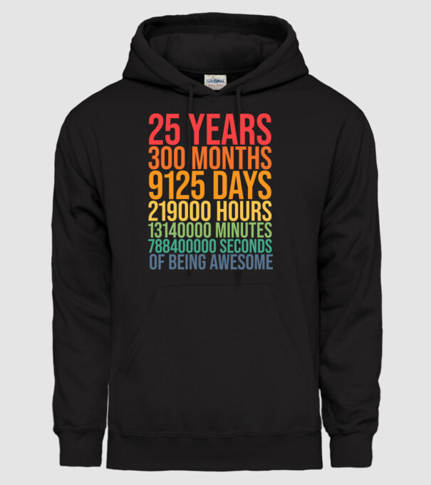 25 years minta fekete pólón