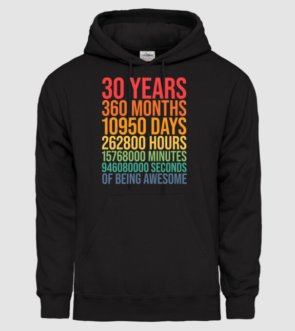 30 years minta fekete pólón