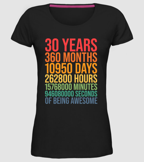 30 years minta fekete pólón