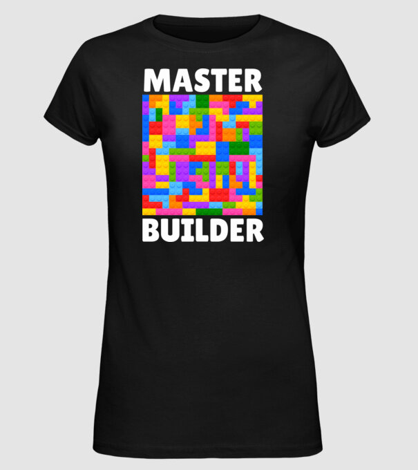 Master Builder minta fekete pólón