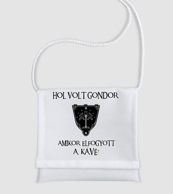 Hol volt Gondor? (kávé) minta fehér pólón