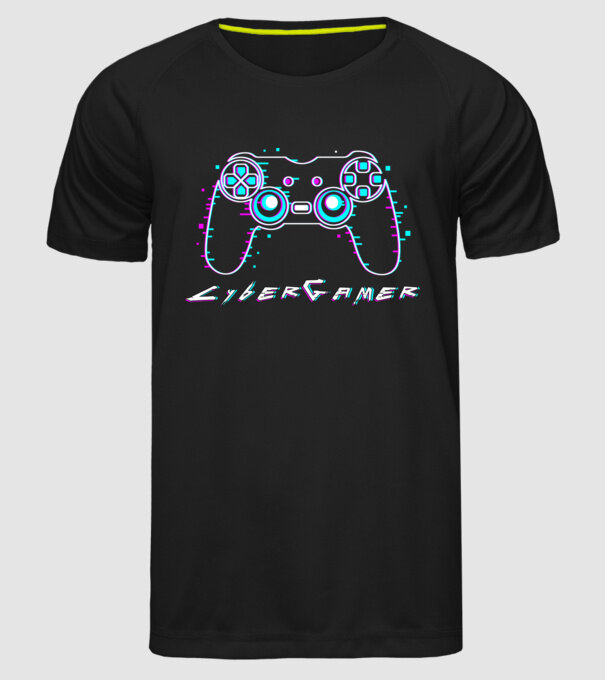 CyberGamer minta fekete pólón