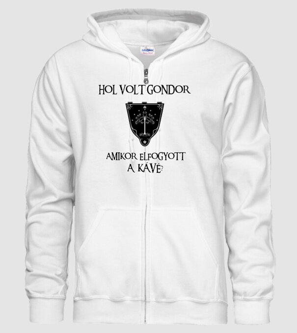 Hol volt Gondor? (kávé) minta fehér pólón