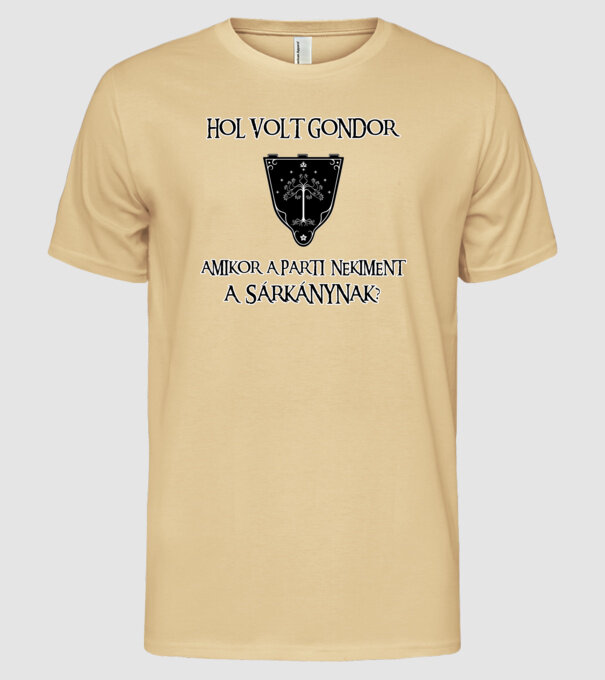 Hol volt Gondor? (sárkány) minta homokszín pólón