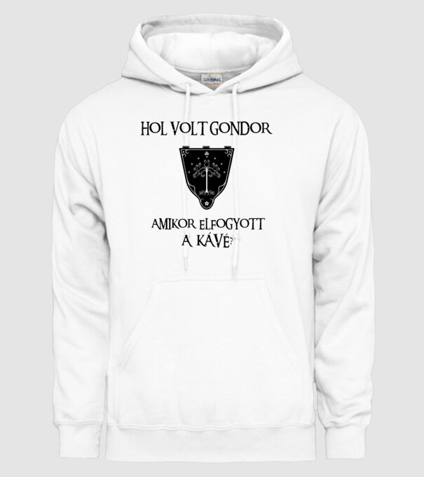 Hol volt Gondor? (kávé) minta fehér pólón