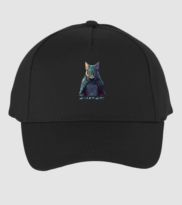 CyberCat minta fekete pólón